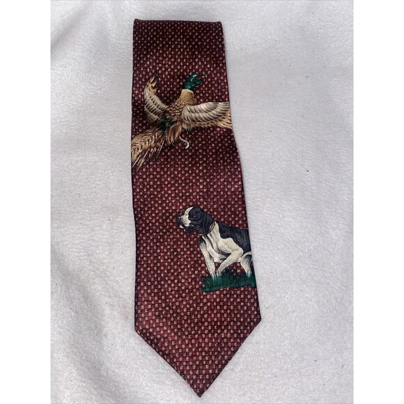 Tie Tree California hunting 100% Silk Pheasant Dog Gentleman Club VTG USA - Picture 1 of 10